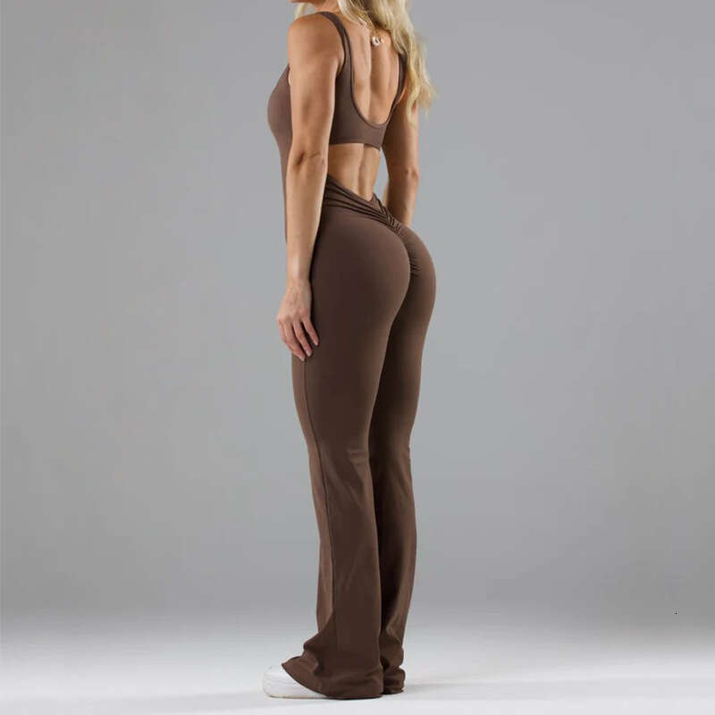 2024 New Fashion Tight Yoga Jumpsuit Casual Hollow Seamless Slim Fit Sports Bodysuit