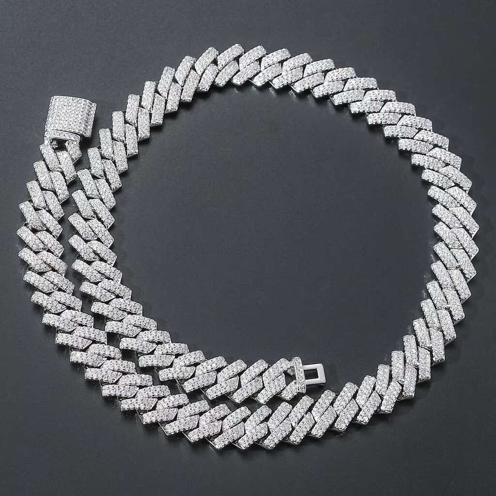Tarnish Free Zircon 14mm Hip Hop Iced Out Vvs Moissanite Dias Miami Cuban k Chain Necklace Jewelry for Men