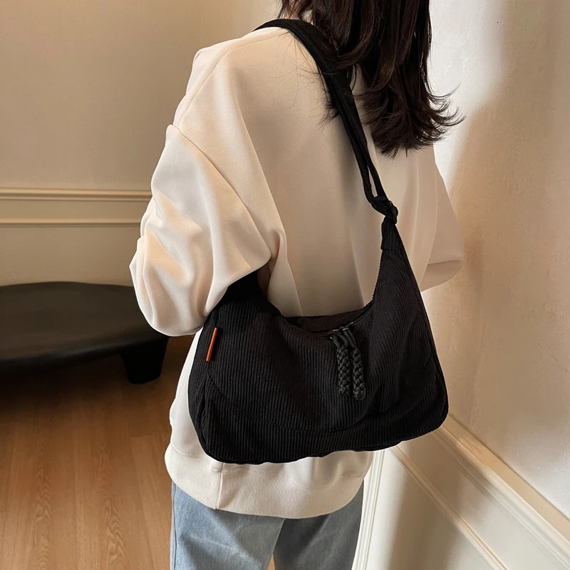 Corduroy Dumpling Bag Lightweight LargeCapacity Crossbody 2025 Autumn and Winter Casual Canvas Shoulder 261LC 251110