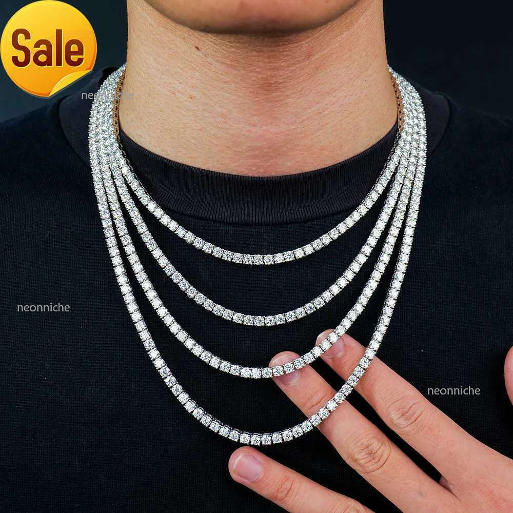 Factory Price bulk men sterg sier 4mm iced out vvs round lab grown dia mossanite moissanite tennis chain necklace
