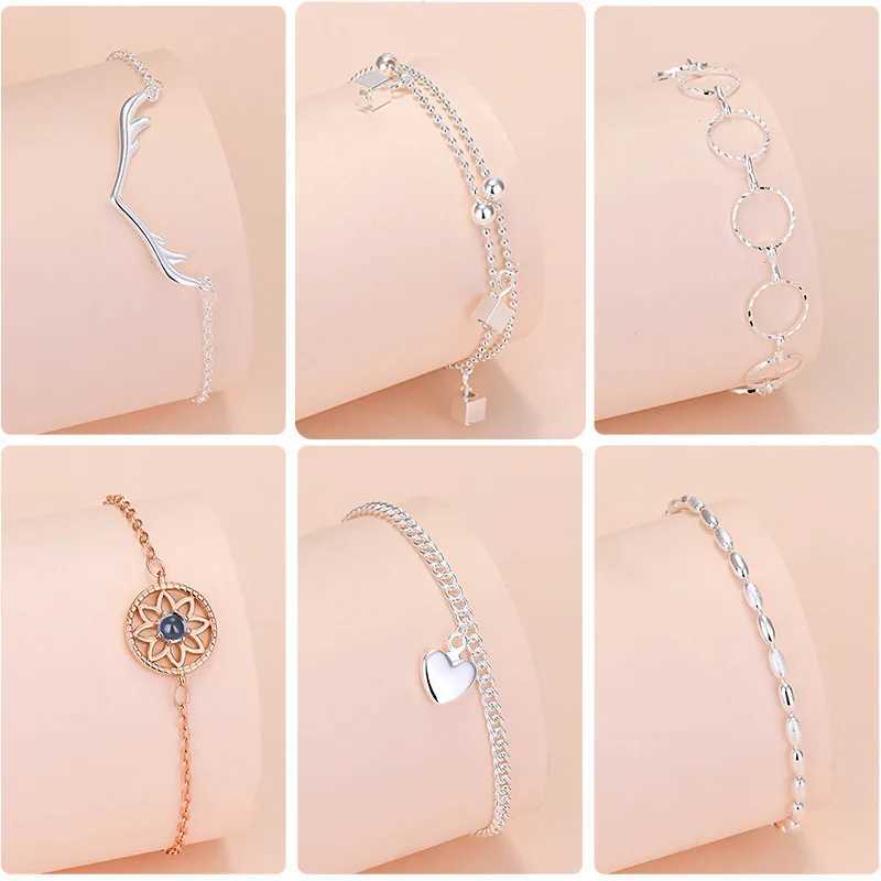 925 Sterling Silver Lucky Bead Charm Bracelets Woman Couple Chain Round Bangles Luxury Jewelry Accessories WholesaleT251110
