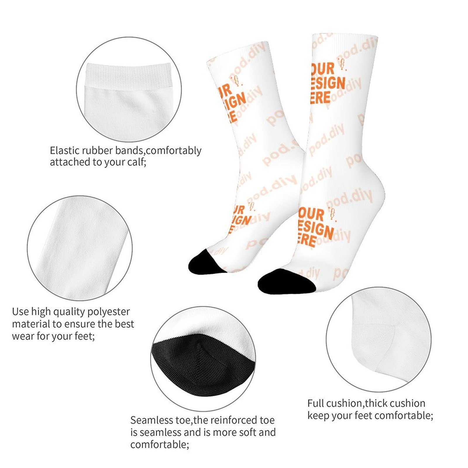 POD.DIY Fashionable Color-blocked Design Long Socks Personalized Custom Men's And Women's Socks Casual Design Socks