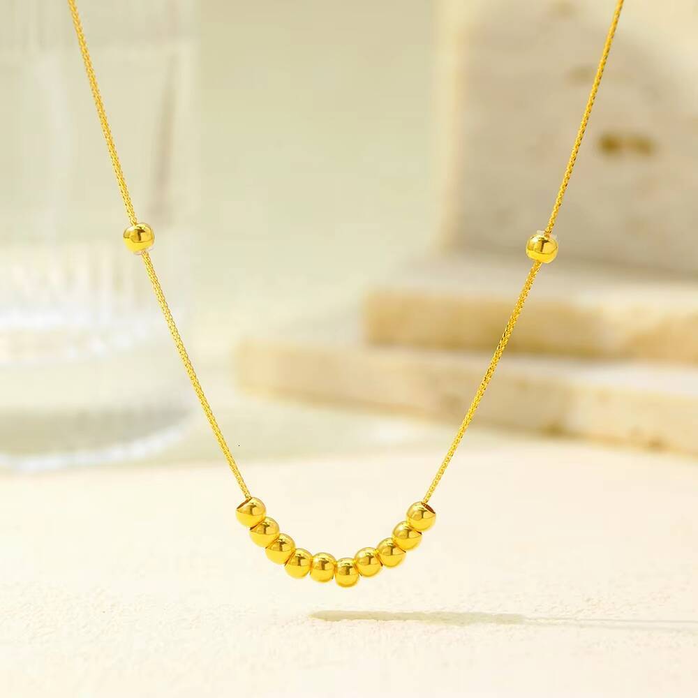 Hot Selling Genuine Gold Fashion Design AU750 Chain 18k Gold Beads Chain Necklace Wholesale