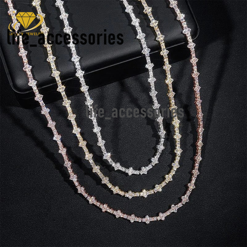 Wholesale Custom Jewelry Pass Diamond Tester S925 Silver 3mm Vvs Moissanite Tennis Bracelet Cross Moissanite Tennis Chain