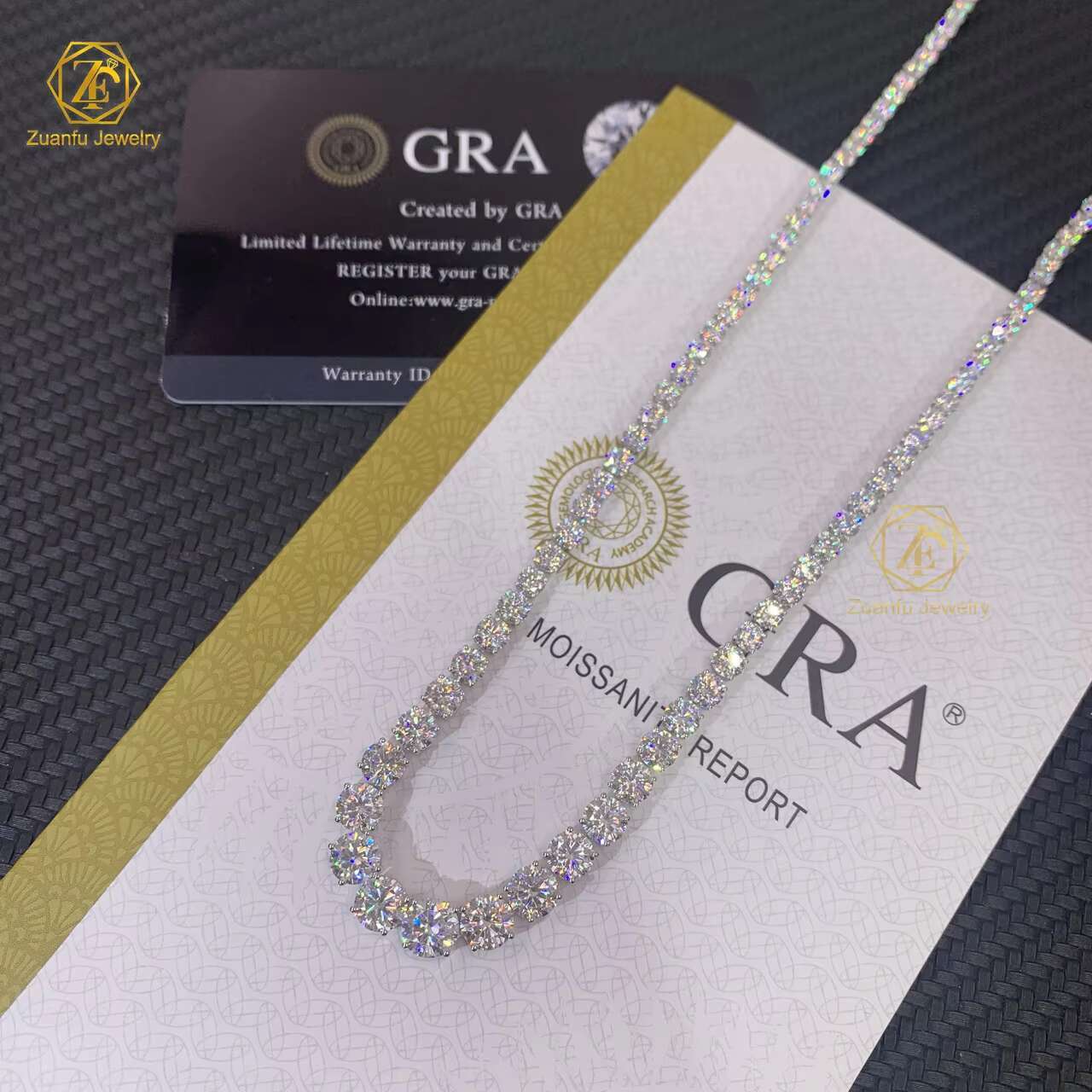 14K/Platinum D-VVS Cut Gradient Silica Eternal Tennis Chain Men's and Women's Necklace