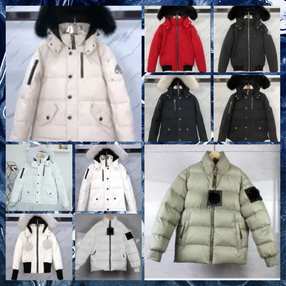 Knukles Moose Coat Fur Collar Parka Winter Waterproof White Duckmoose knuckDuster Jacketlecoat Cloak Fashion Men And Women Couples Moose Casual Version To Keep