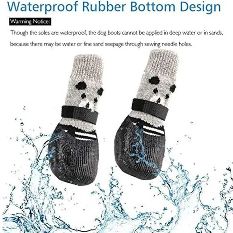New Arrival New winter waterproof shoes socks pet anti slip dog rain boots socks warm rubber socks dog knitted socks pet supplies Z250410