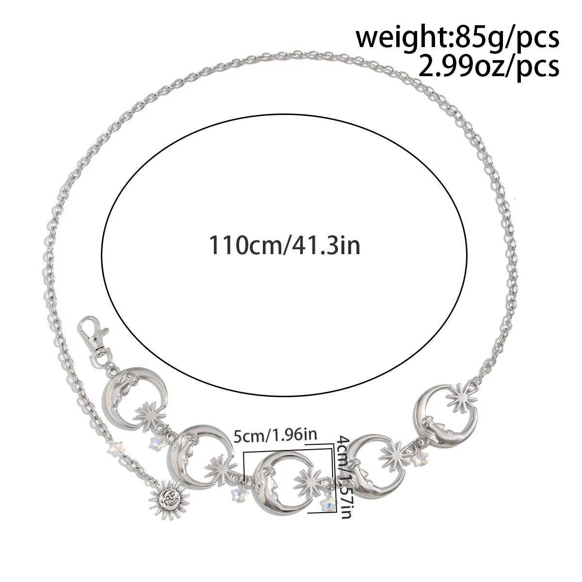 Ingemark Retro Silver Moon Star Waist Belly Chain Used for Warm Summer Bikini Gothic Dresses Comes with Rave Nightclub Body Jewelry X250410