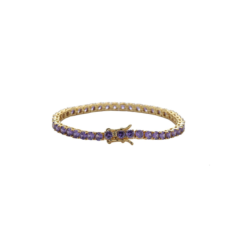 Purple Zircon Fashion 4mm 7inch 8inch Brass tennis Bracelet Hip Hop Iced Out female Jewelry CZ Bracelet BB204 250408