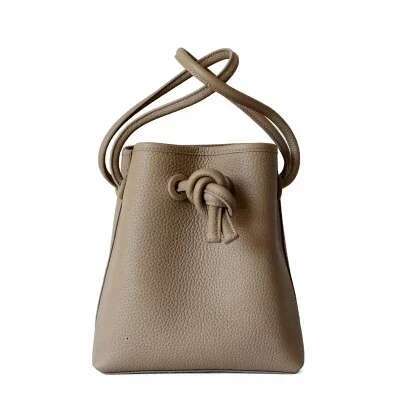 Japanese Drawstring Bucket Genuine Leather Women Shoulder Bags Female Handbags Designer Ladies Casual Messenger Bag
