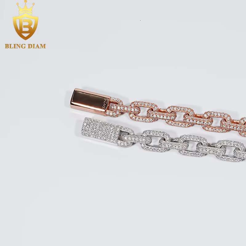 8.2mm Hip Hop Jewelry 925 Silver Iced Out Moissanite Pass Diamond Tester Cuban Link Chain Bracelet for Men