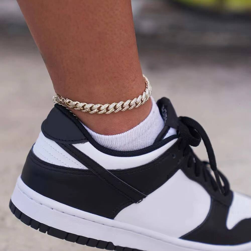 Men Women Gift Gold Plated New Design 925 Sterling Silver VVS Moissanite Cuban Link Anklet