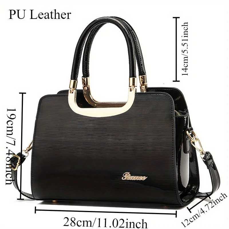 PU Leather Glossy Fashion Handbag Zipper Closure Adjustable Shoulder Strap Womens Shoulder Bag Ladies Crossbody Bag K251110
