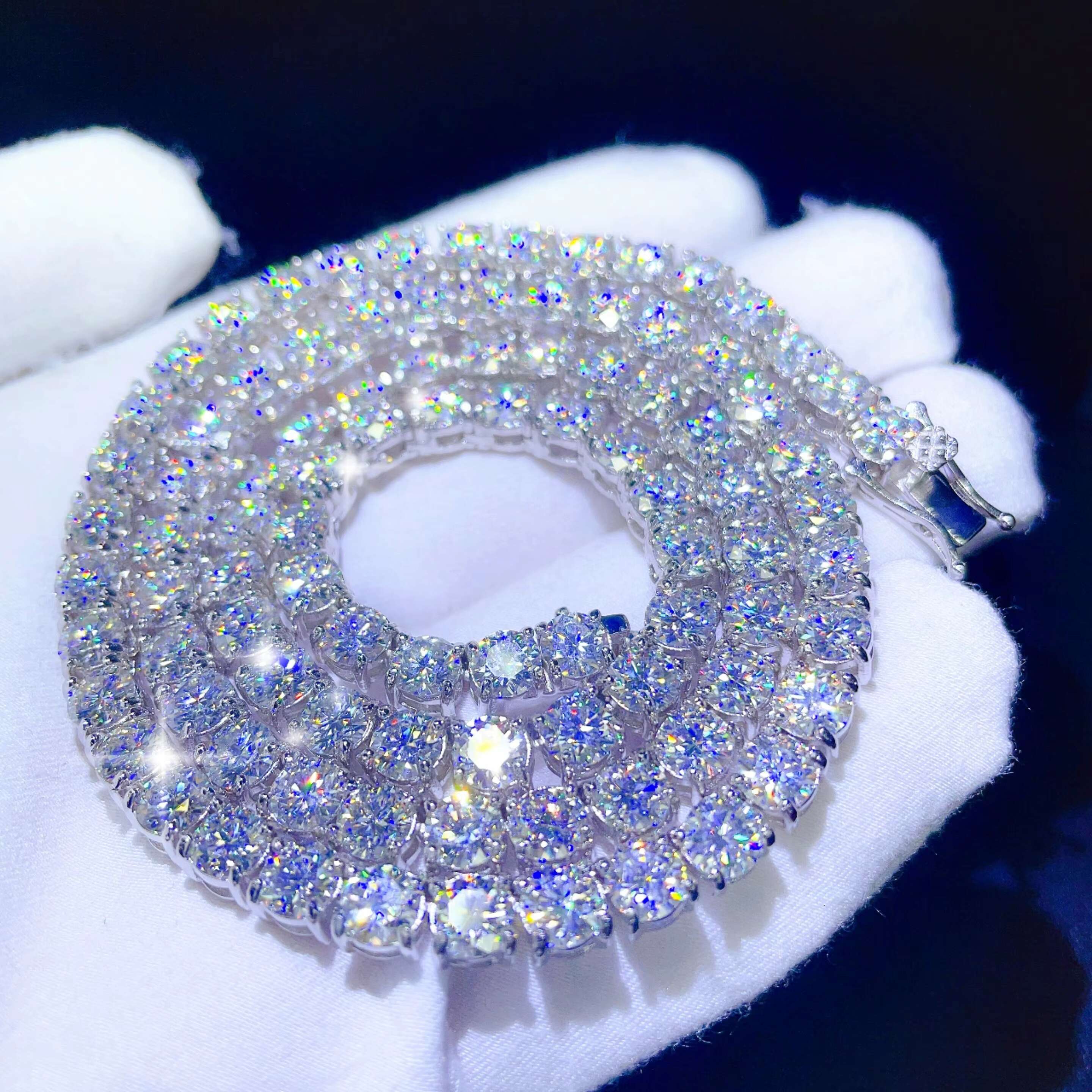 Sterling Silver Jewelry Hip Hop 5mm Moissanite Tennis Chain Pass Diamond Tester VVS Diamond Chain