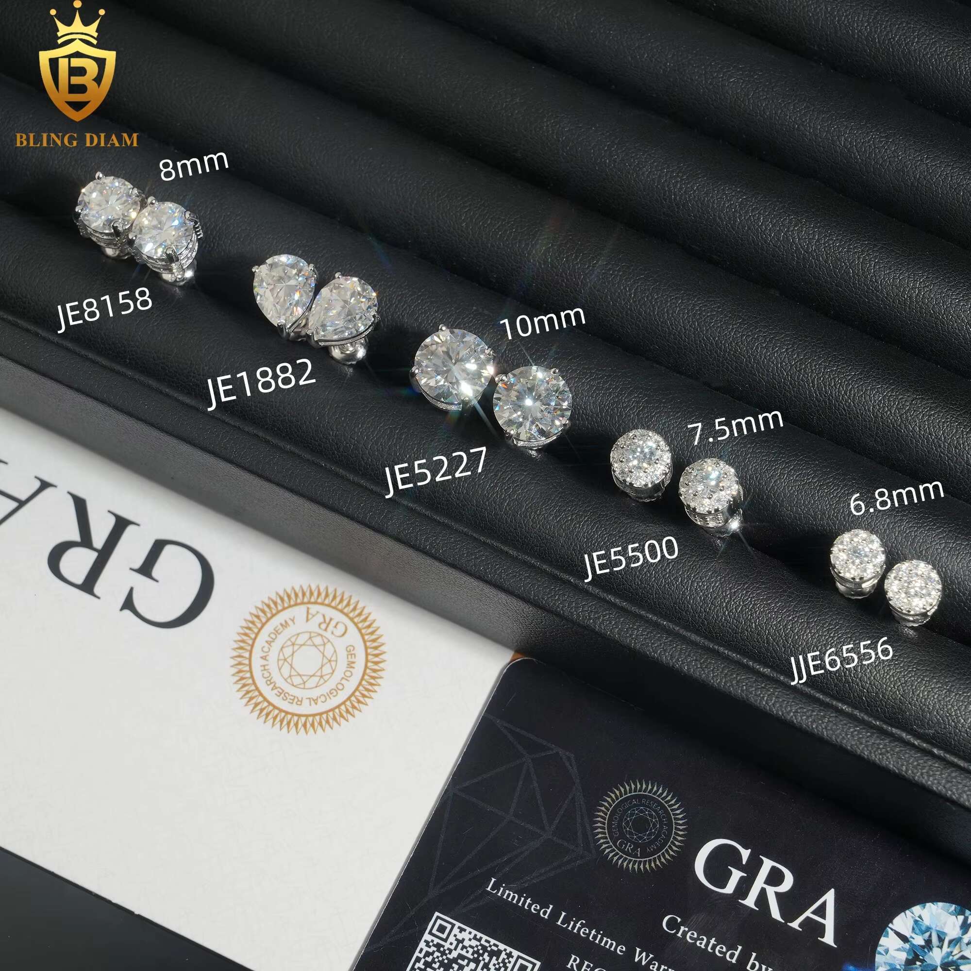 Fine Jewelry Wholesale Gold Plated 925 Sterling Silver Vvs1 Moissanite Diamond High Quality Luxury Earrings