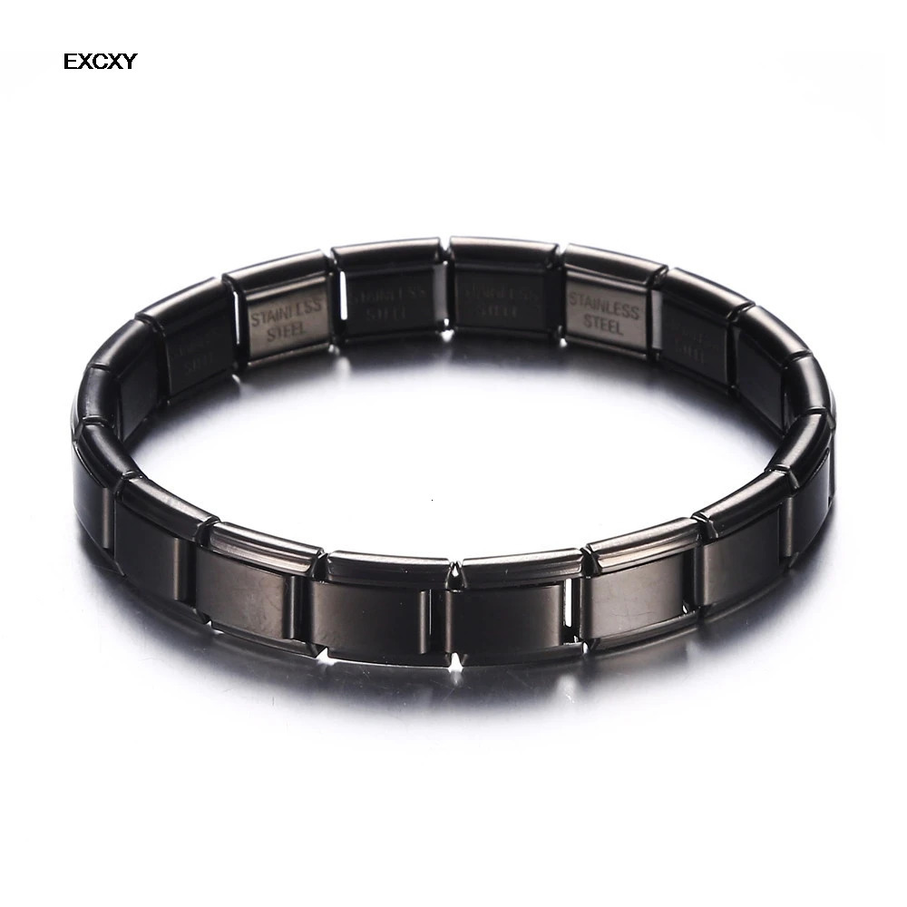 EXCXY Womens Jewelry 9mm Width Itanlian Elastic Charm Bracelet Fashion Stainless Steel Bangle 250409