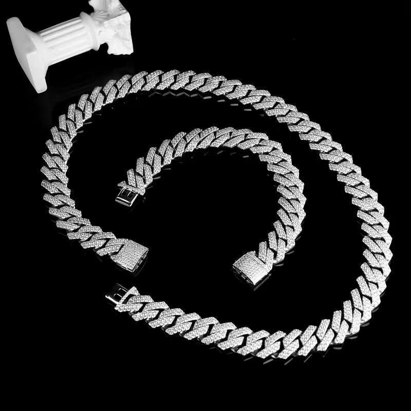 Miami Cuban Men's Necklace 14K/Gold Plated Moissanite Brass Figaro Stainless Steel Gift Ocn