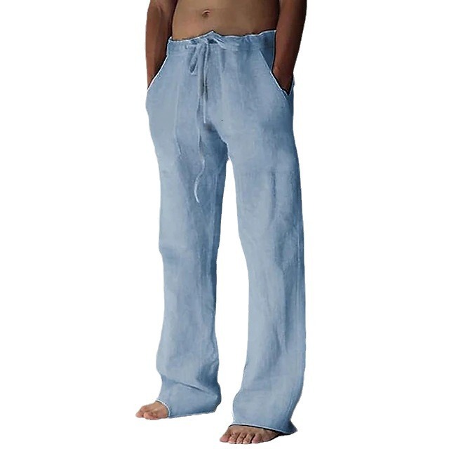 2025 new mens lightweight spring and autumn casual pants loose and versatile slightly elastic solid color straight leg pants