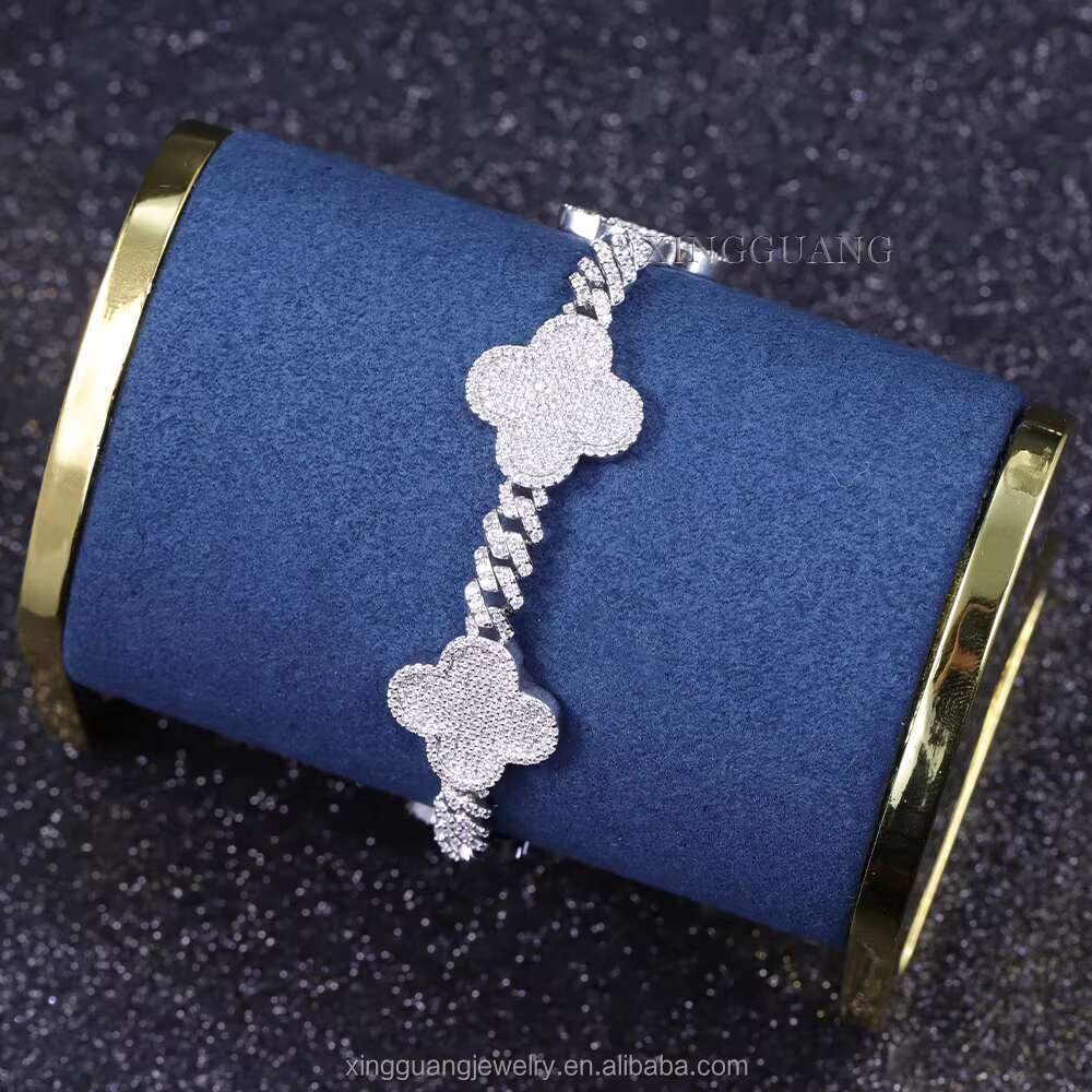 Fashion Jewelry Bracelet S925Solid Silver GRA Certificate D/VVS Moissanite Cuban Link Chain Mens Bracelets