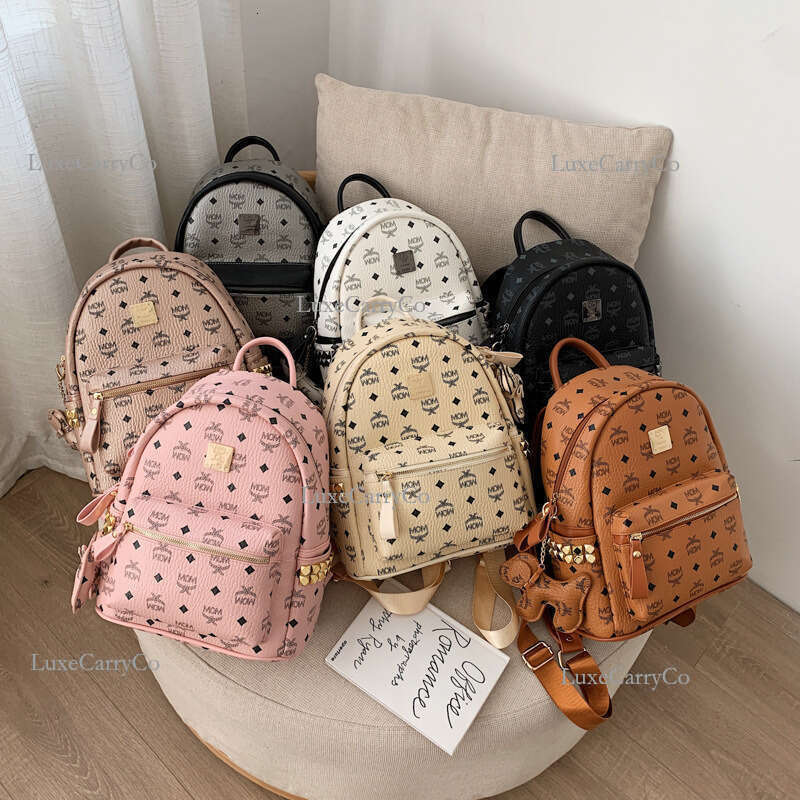 Mcmpurse Wholesale New Mcmpurse Tote Backpack Versatile Mcmbackpack Capacity Fashionable Printed Women's Classic Trend Designer Backpacks Mcmmbags 6ae