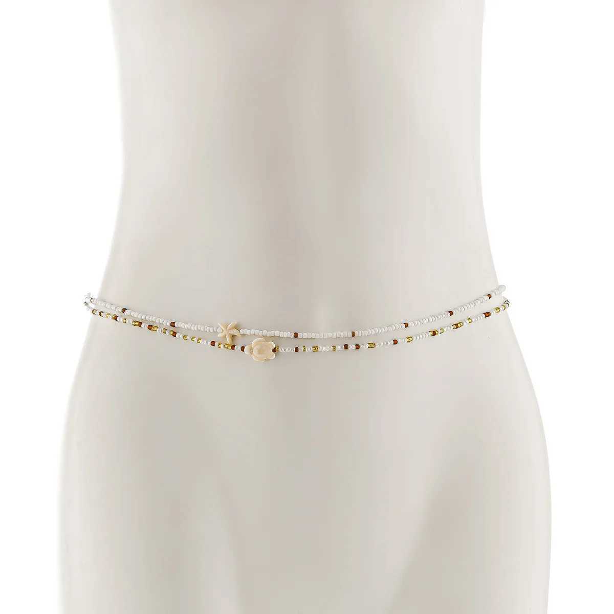 Bohe bead elastic waist belly chain starfish pendant suitable for fashionable summer beach belt bikini bead jewelry Y033 X250410
