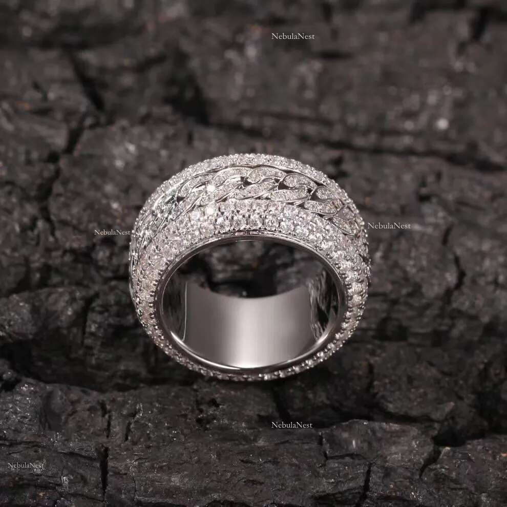 Rotatable dia Gold sier hiphop couple moissanite ring for men and women