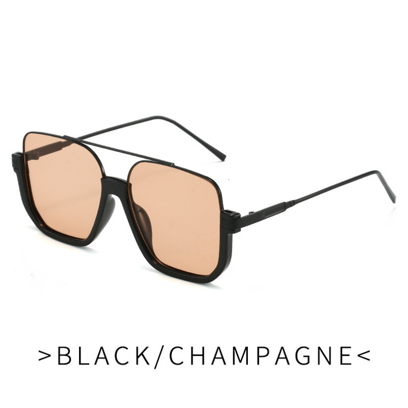 Double Bridge Half Metal for Women Large Frame Polygonal Korean Style Polarized Retro Personality Sunglasses