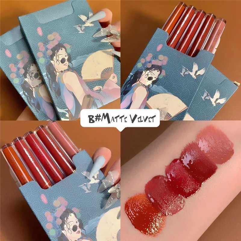 Five Pack Cigarette-shaped Lipstick Set Matte Velvet Lasting Creative Blue Pink Girl Cigarette Tube Lip Glaze Set Lip MakeupT251110