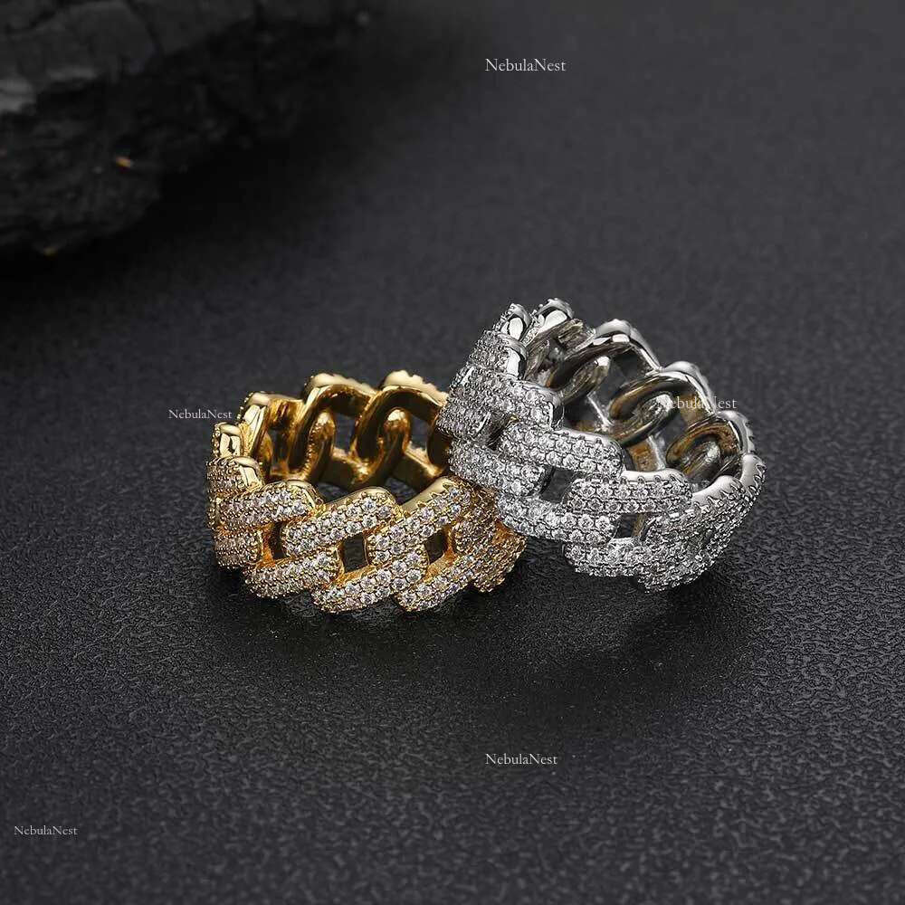 Band Cuban Custom Hip Hop Sterg Vvs Moissanite Dia Rings Men Iced Out Sier Ring Gold Plated For Women Jewelry Gift