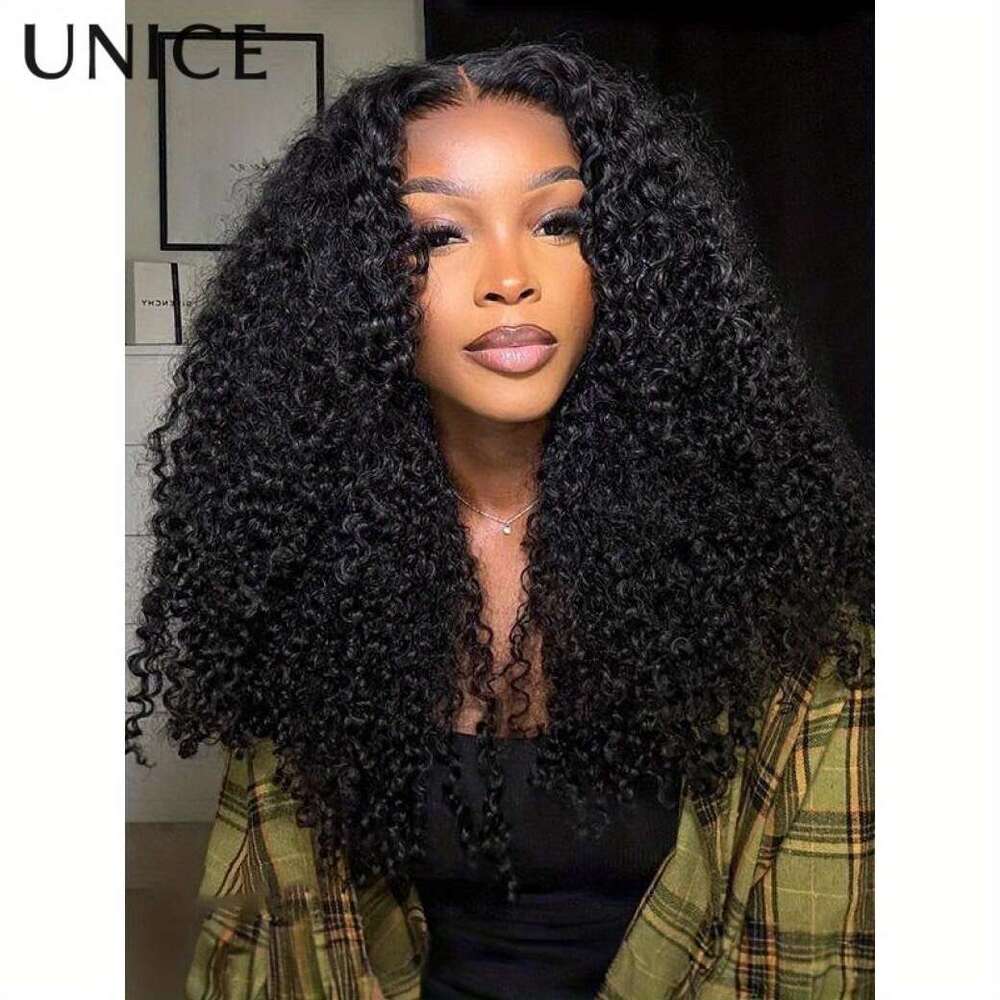 Unice Glueless Human Lace Front - Curly Hair Density, 130% Volume, Full Voluminous Part Wig Men &, Easy Wear No Glue/Adhesive, Look Daily Use Special 