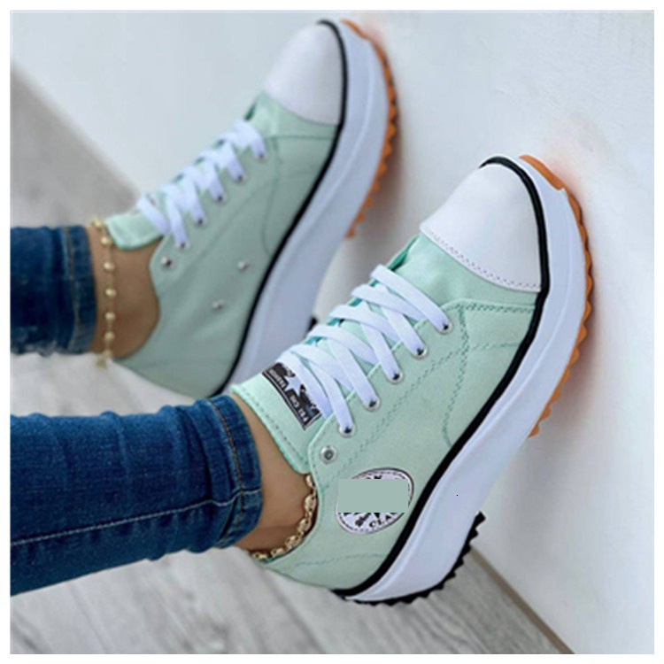 2025 new canvas breathable high top casual women's thick soled lace up designer fashionable high heels