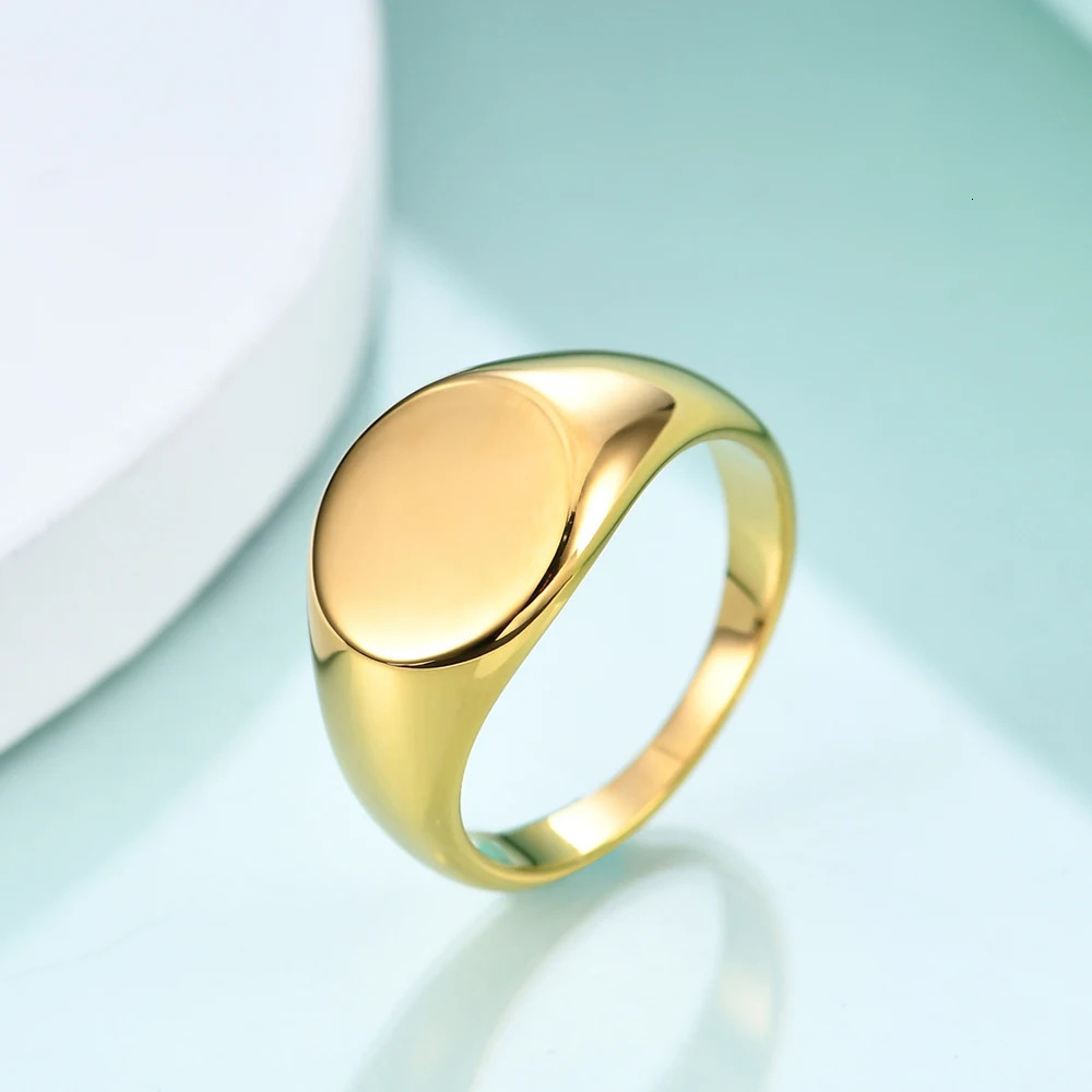 Customized Women Signet Ring Chunky Round Name Stamp Stainless Steel Punk Candid Fashion Jewelry Female Wedding Accessories 250409