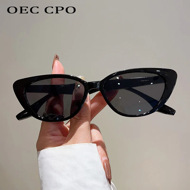 OEC CPO Small Frame Cat Eye Sunglasses for Women Fashion Leopard Color Shadow UV400 Trend Glasses Men 250410