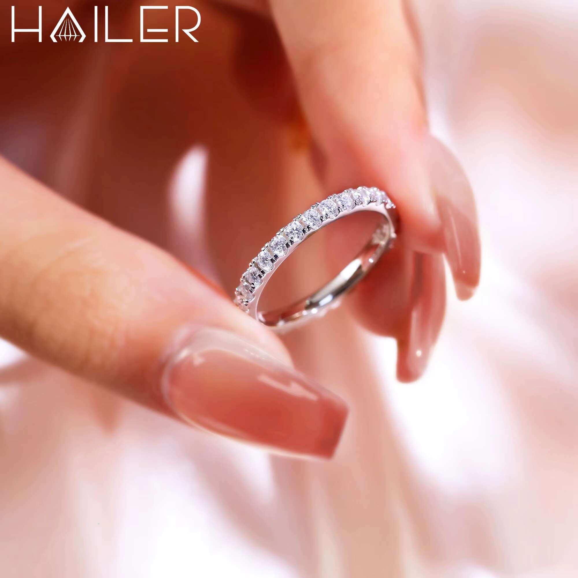 White Moissanite Wedding Band Moissanite Eternity Ring Silver Rings for Women
