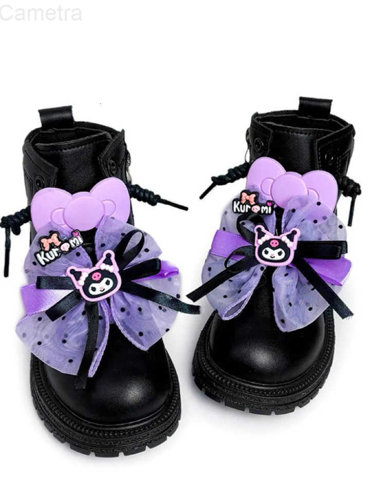 Sanrio Kids Princess Shoes Cute Kuromi Soft Sole Girls Leather Boots Comfort Non-Slip Autumn Winter New Children Short Boots H2511101