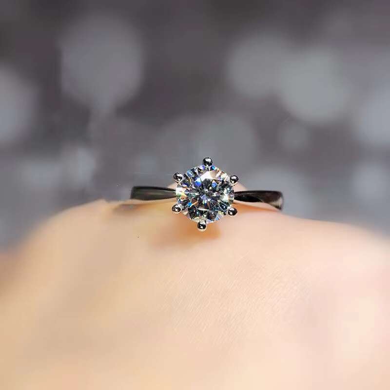 European American 1 Mosan Zircon Ring Cross-Mirror Classic Six-Claw Copper Plated Platinum Fashion Wholesale Rings
