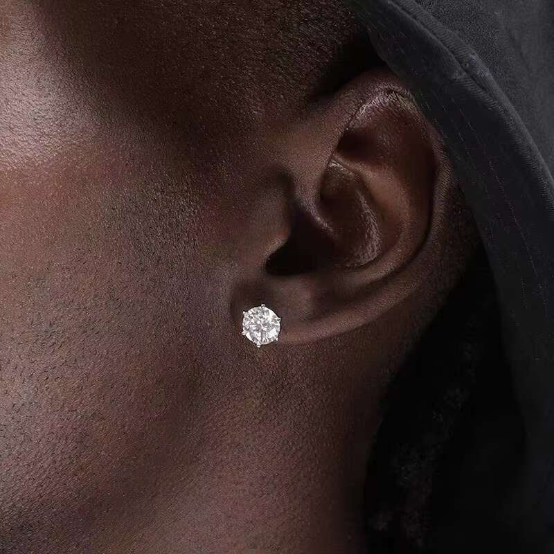 Fashion Style Classic 925 Sterling Silver With D Color Round Moissanite Diamond Jewelry Charm Earrings