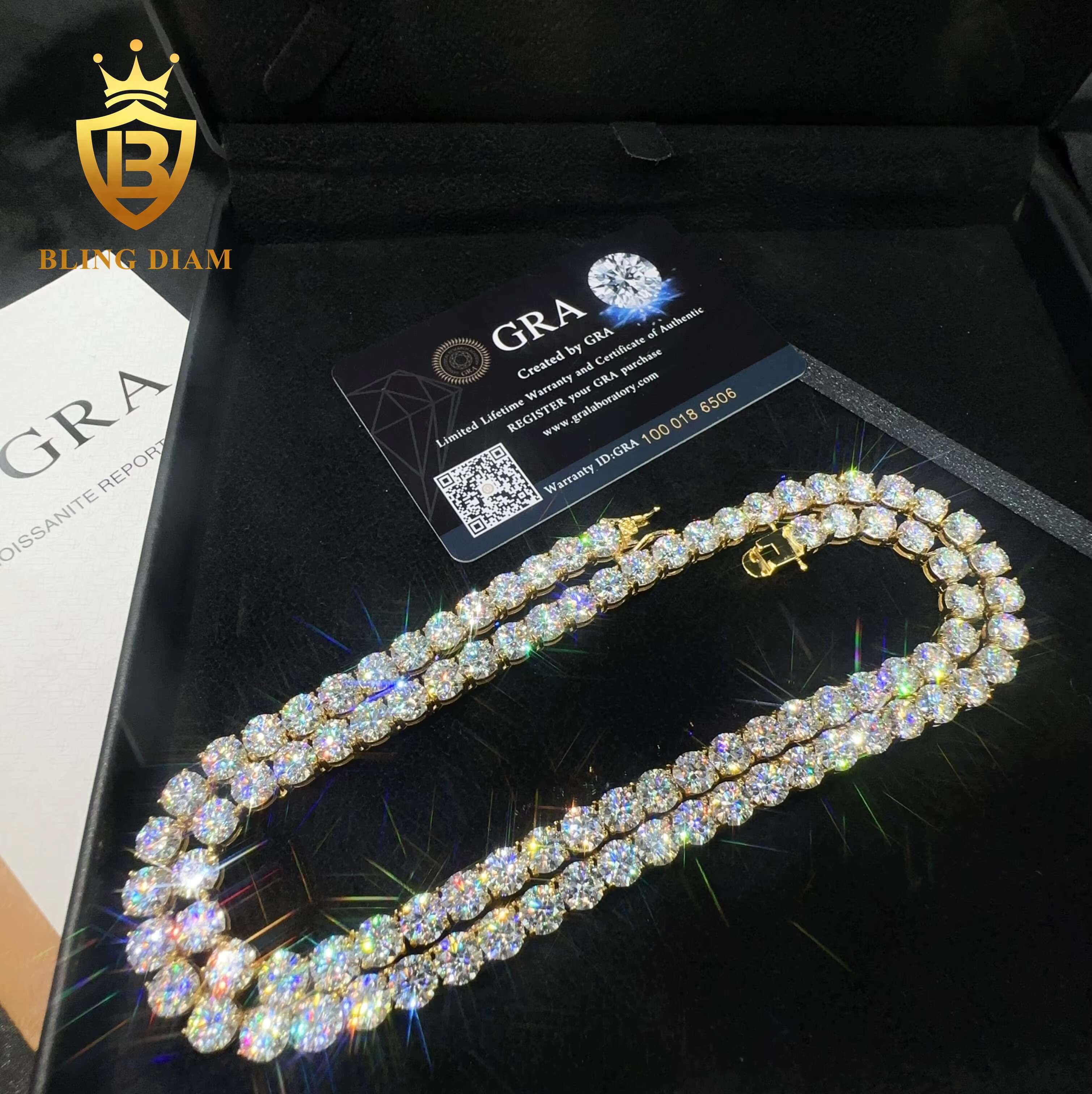 Hot Sale 6.5mm Iced Out Tennis Chain 925 Silver Pass Diamond Tester VVS Moissanite Diamond Men Women Moissanite Tennis Chain