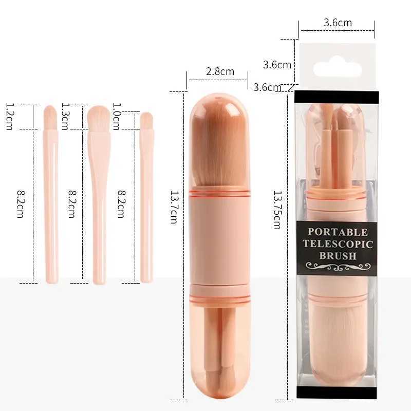 4-in-1 Telescopic Makeup Brush Set Portable Travel Makeup Brushes Set Eyeshadow Loose Powder Mini Makeup Brush Beauty Tools L251110