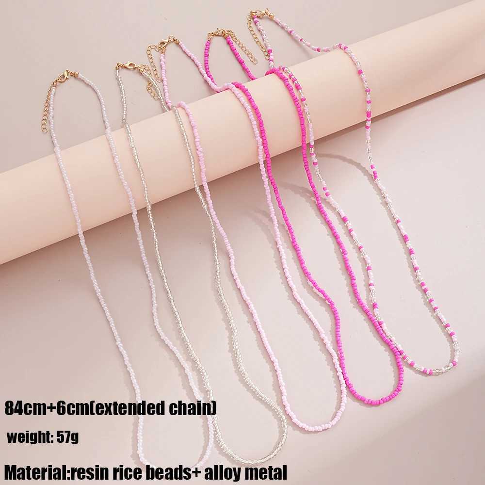 4-5 piece handmade stackable R-bead waist chain used for colorful elastic decoration beach body chain jewelry in Wenbo River vacation X250410