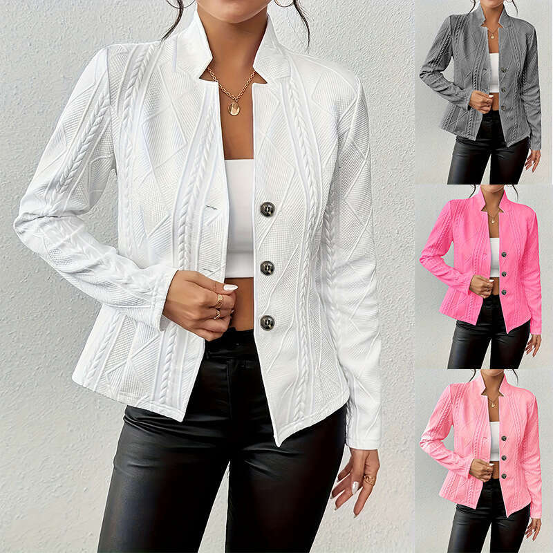 Independent Station Amazon 2024 European and American Foreign Trade Autumn Winter New Hot Sale Button Pattern Small Blazer Jacket