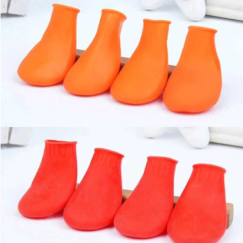 4 pieces of waterproof and anti slip rubber boots for pets suitable for small medium and large dogs cats outdoor shoes dog ankle boots and dog supplie