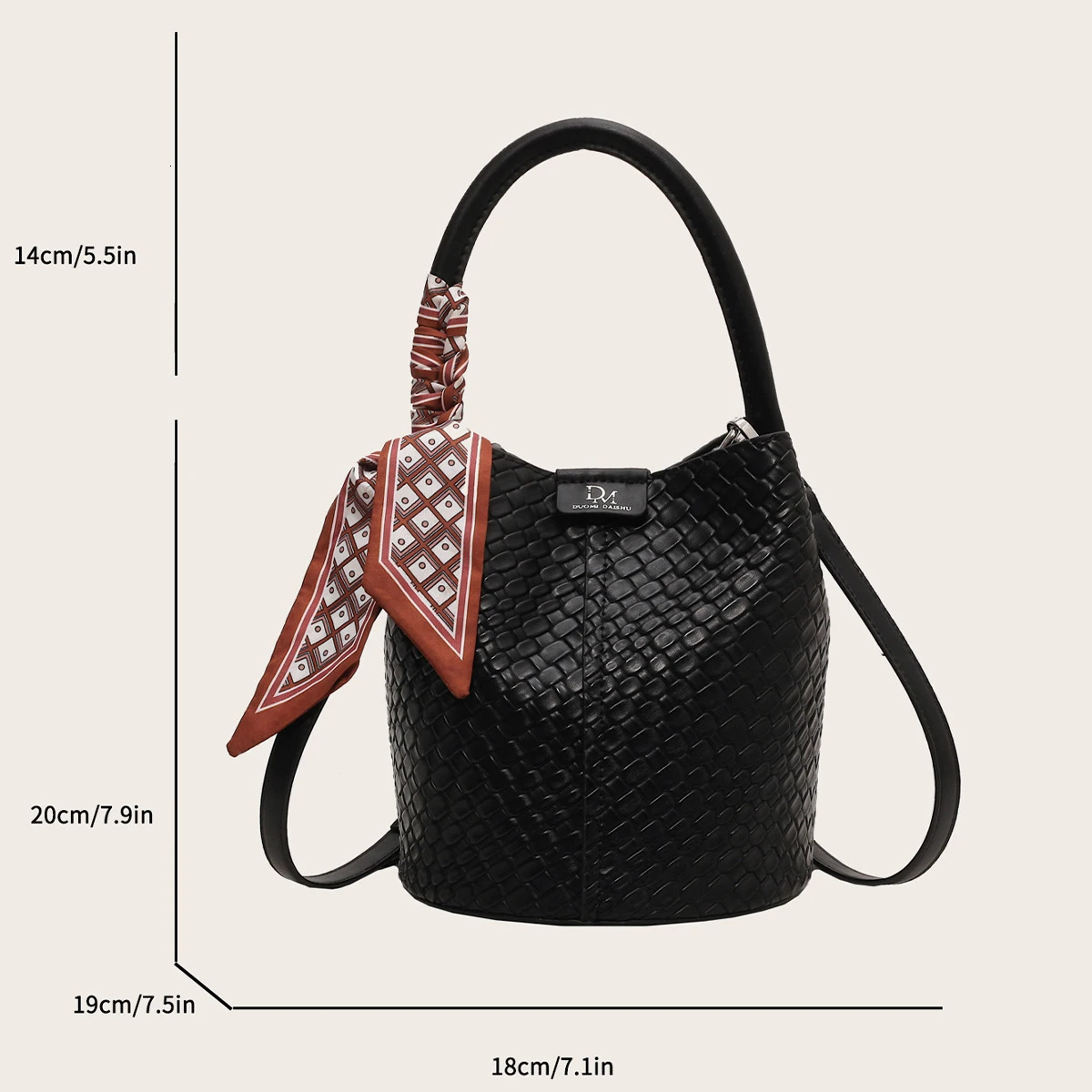 Classic Woven Texture Bucket Bag for Women Quilted PU Leather Large Capacity Magnetic Snap Crossbody Bag for Daily Commute R251110