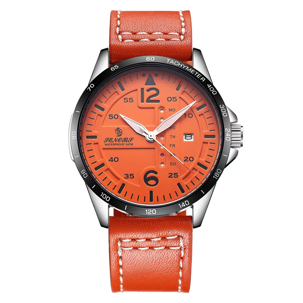 Elegant Timepiece: Unisex Designer Leather Band Caliber with Two-Tone Finish, Military Precision Accurate Hands