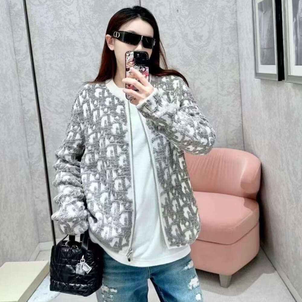 Trendy Brand Autumn Winter Couple Retro Full Print Letter round Neck Long Sleeve Sweater Women Casual Loose Knitted Top High-End Unisex Flocked Vintag