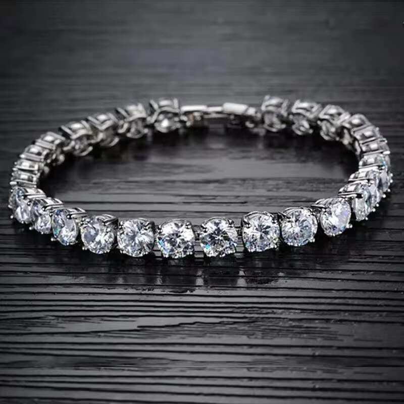 2024 New Fashion Dea Jewelry Chain 2mm OEM Hip Hop Silver Plated Moissanite Tennis Bracelet for Men