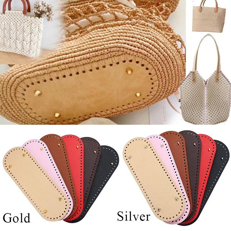 29510cm Handmade Oval Bottom for Knitted Bag PU leather Pad Handcraft Bag Base With holes DIY Crochet Bag Bottom accessories 251110