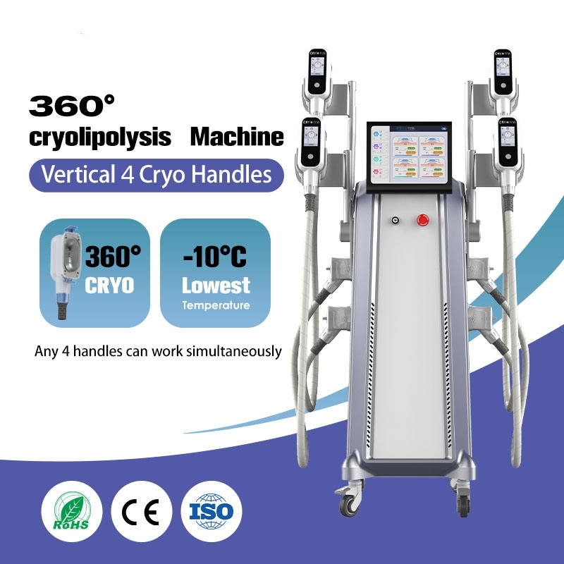 Professional 360 Cryolipolysis Fat Freezing Machine 4 Handles Slimming Device For Beauty Salon Spa Body Sculpting Weight Loss Equipment CE Approved