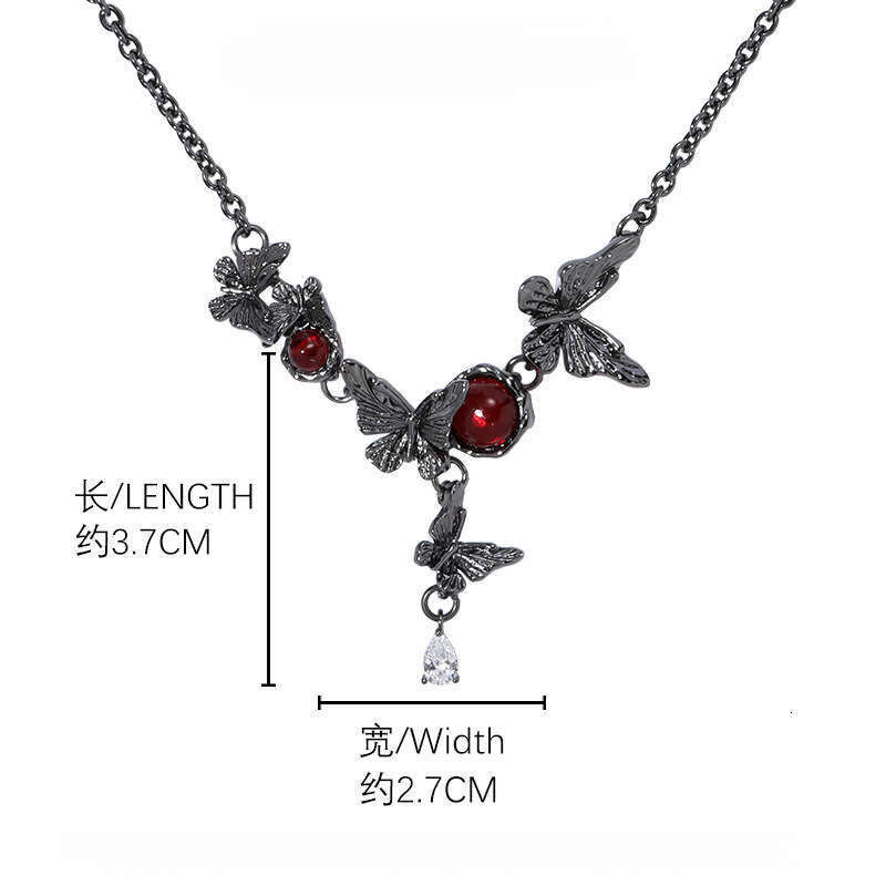 Butterfly for Women, High-End Niche Personality Collarbone Chain, Gun Black Exquisite Fashion Sweet Cool Style Necklace