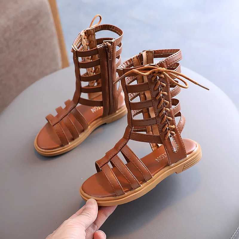 New girls Roman sandals soft soled childrens princess shoes medium-sized large girls shoes childrens sandals cool boots Z250410